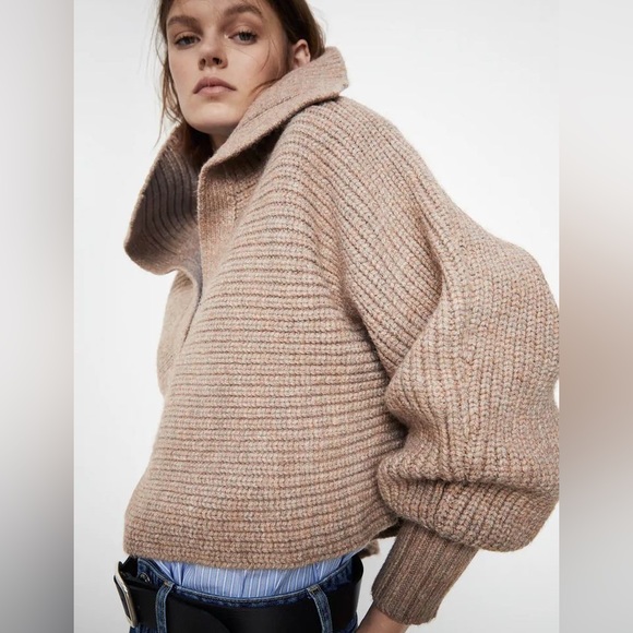 Zara cropped knit collar sweater - Picture 3 of 5